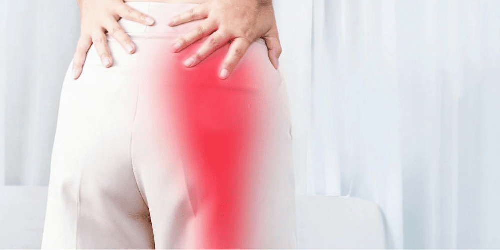 A women Feeling Pain in here with redness around the area.